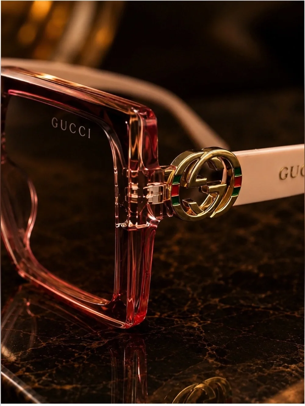 Luxury Pink Square Oversized GG Sunglasses